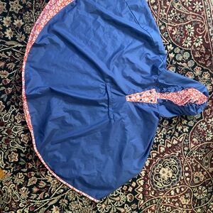 Reversible Hooded Poncho Blue/Floral